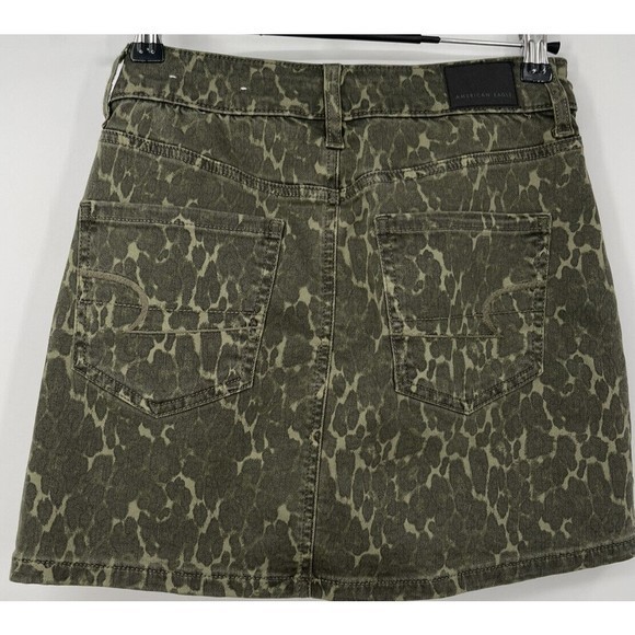 American Eagle Outfitters Womens Hi Rise Mini Skirt Olive Leopard‎ Print Size 0 - Picture 6 of 7